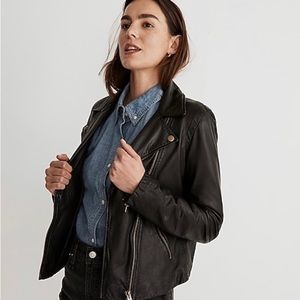 NWOT Madewell Washed Leather Motorcycle Jacket: Brass Hardware Edition